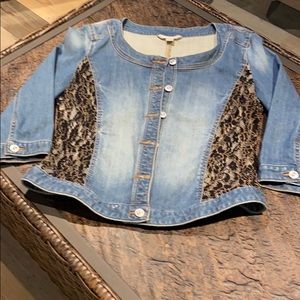 Stretch denim & lace jacket